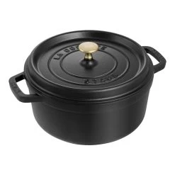 Staub Cocotte 24 Cm, Rund, Schwarz, Gusseisen