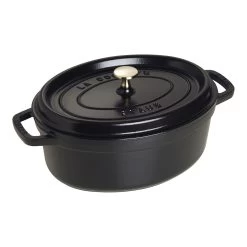 Staub Cocotte 29 Cm, Oval, Schwarz, Gusseisen