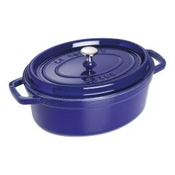 Staub Cocotte 29 Cm, Oval, Dunkelblau, Gusseisen