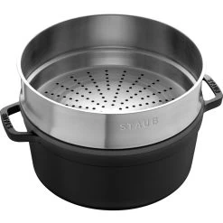 Staub Cocotte Mit Dämpfeinsatz 26 Cm, Rund, Schwarz, Gusseisen -Zwilling Store 40510 606 0 4