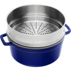 Staub Cocotte Mit Dämpfeinsatz 26 Cm, Rund, Dunkelblau, Gusseisen -Zwilling Store 40510604 1