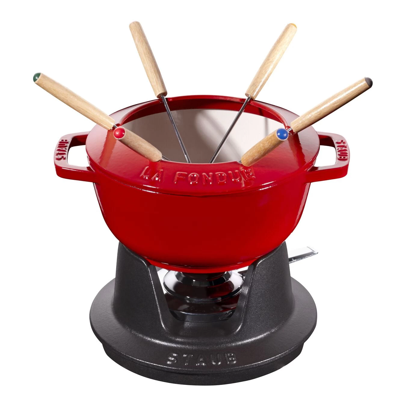 Staub Fondue Set, 18cm, Kirschrot Innen Cremefarben 18 Cm, Kirsch-Rot 1 Staub Fondue Set, 18cm, Kirschrot Innen Cremefarben 18 Cm, Kirsch-Rot