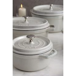 Staub Cocotte 20 Cm, Rund, Weisser Trüffel, Gusseisen -Zwilling Store 750037881
