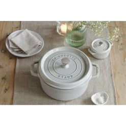 Staub Cocotte 20 Cm, Rund, Weisser Trüffel, Gusseisen -Zwilling Store 750037975